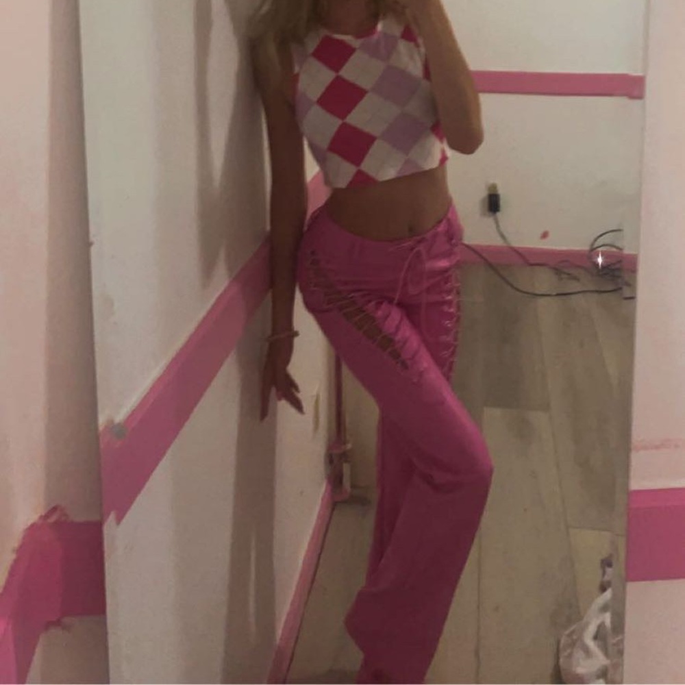 I.AM.GIA Pink Lace-Up High-Waist Pants - Picture 7 of 7